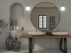 Wandleuchte Badezimmer in Messing Weiß IP44 G9 Glas Metall