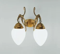 Wandleuchte Berliner Messing Glas E27 T:25 cm 2-flammig