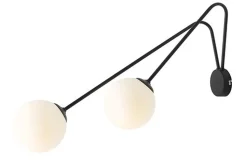 Wandleuchte blendarm Glas Metall Schwarz T:50 cm Kugeln