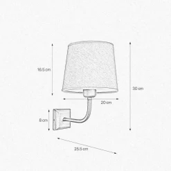 Wandleuchte E27 in Bronze matt Beige Stoff Echt-Messing