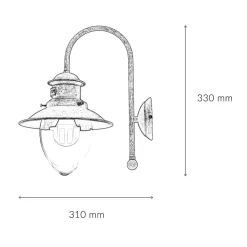 Wandleuchte Echt-Messing in Bronze Antik Al Mare