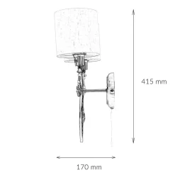 Wandleuchte 2-flammig in Messing Antik Natur E14 Stoff