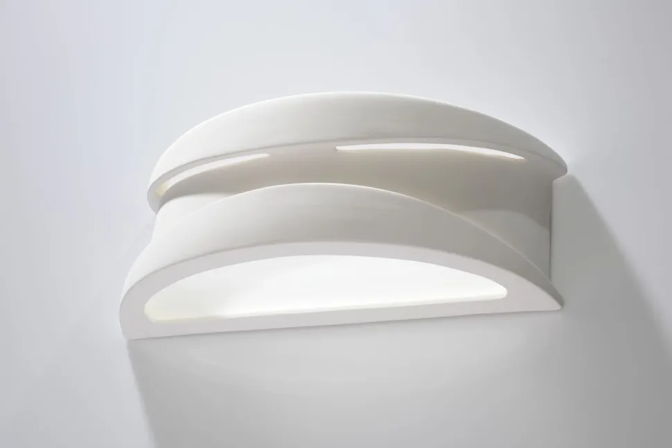 Wandleuchte Gips bemalbar Weiß Lichtmuster