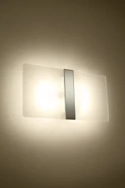 Wandleuchte Glas Metall 35 cm breit Weiß Chrom 2x G9