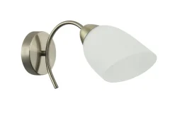 Wandleuchte Glas Metall in Messing Weiß E27 Jugendstil