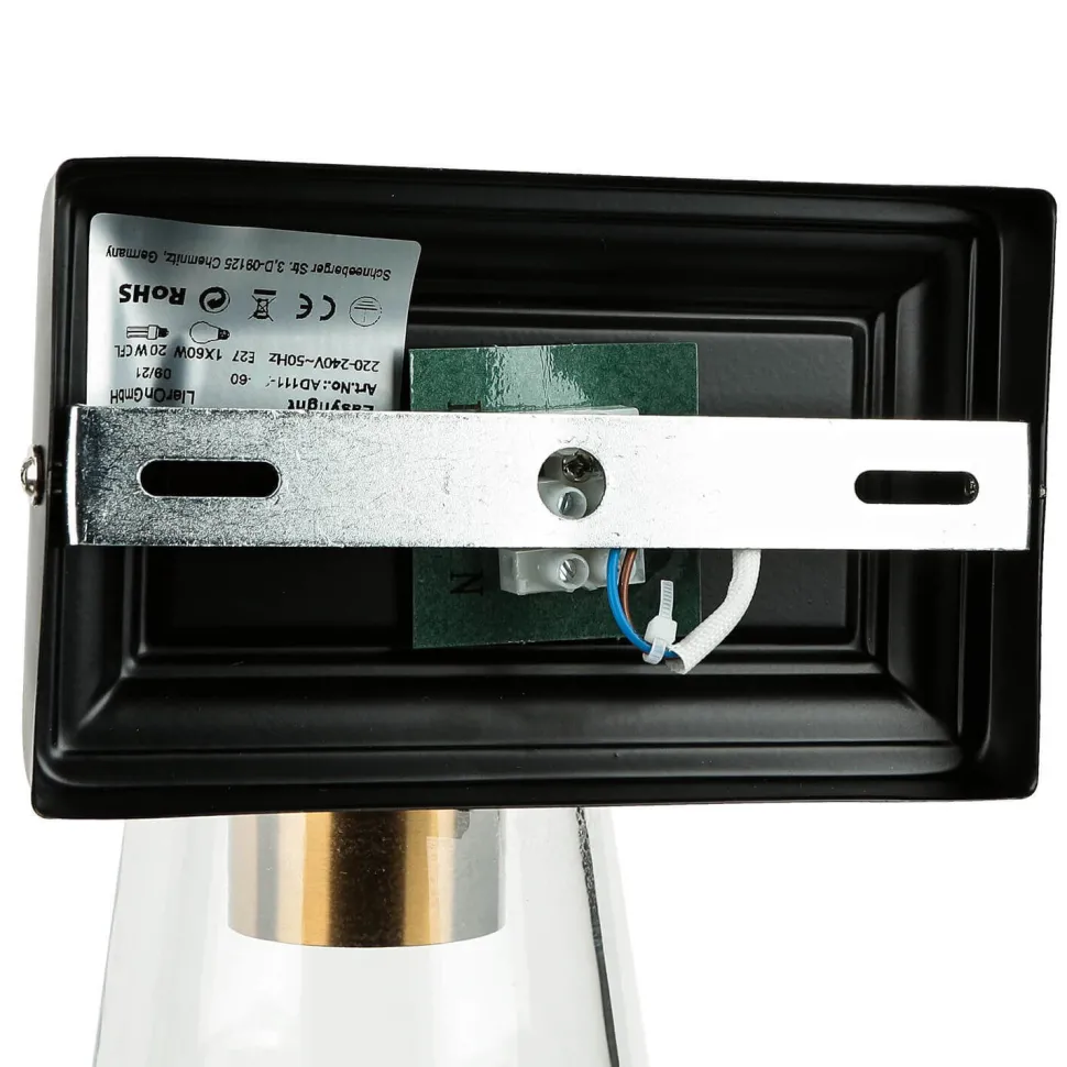 Wandleuchte Glas Metall in Schwarz Messing Industrial