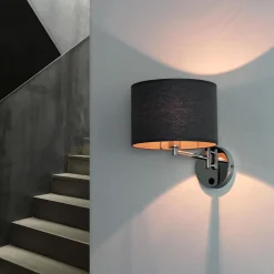 Wandleuchte Grau Metall Stoff