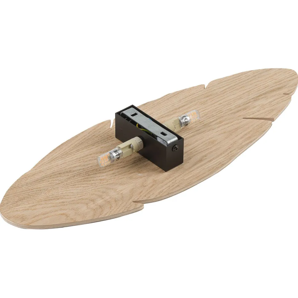 Wandleuchte Holz Deko 51 cm Blatt indirektes Licht Boho