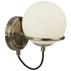 Wandleuchte in Messing Antik Weiß E14 Glas Metall XATIVA