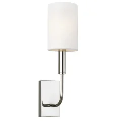 Wandleuchte in Nickel Weiß Metall Stoff E14 Jugendstil