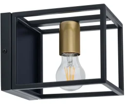 Wandleuchte Innen Schwarz Gold Metall T:21 cm dekorativ