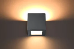 Wandleuchte Keramik Grau Würfel H: 14 cm Up Down E27