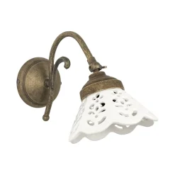 Wandleuchte Keramik Messing H: 15,5 cm schwenkbar E14