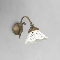 Wandleuchte Keramik Messing H: 15,5 cm schwenkbar E14