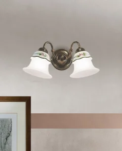 Wandleuchte Keramik Metall E14 B: 35 cm 2-flammig