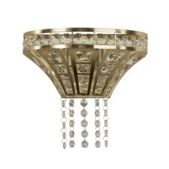 Wandleuchte Kristall in Messing Klar B: 25 cm Art Déco 2x G9