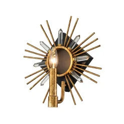 Wandleuchte Kristall Metall E14 B: 31,8 cm in Gold Schwarz