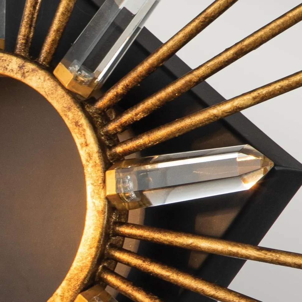 Wandleuchte Kristall Metall E14 B: 31,8 cm in Gold Schwarz