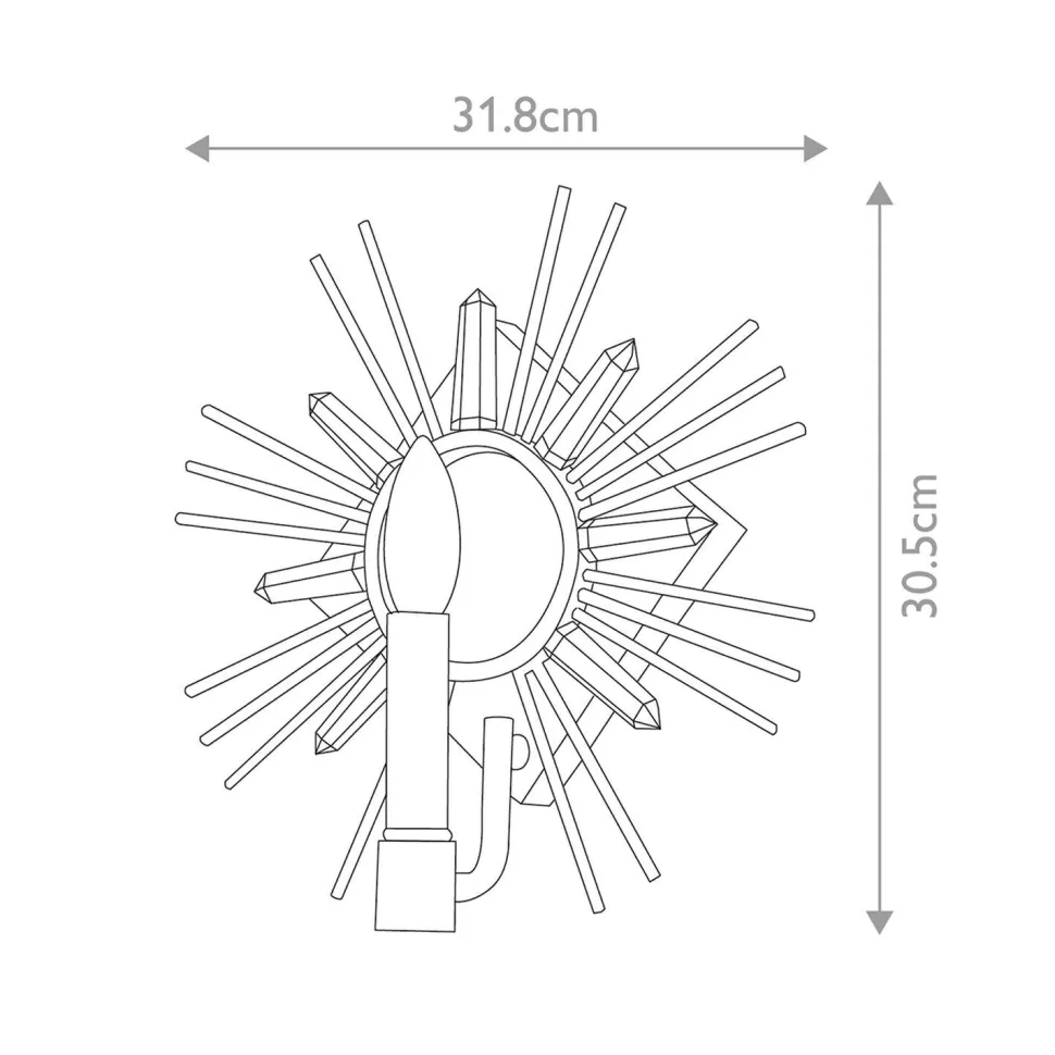 Wandleuchte Kristall Metall E14 B: 31,8 cm in Gold Schwarz