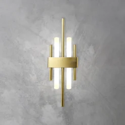 Wandleuchte Messing Art Déco für 2x S14d H: 50,5 cm