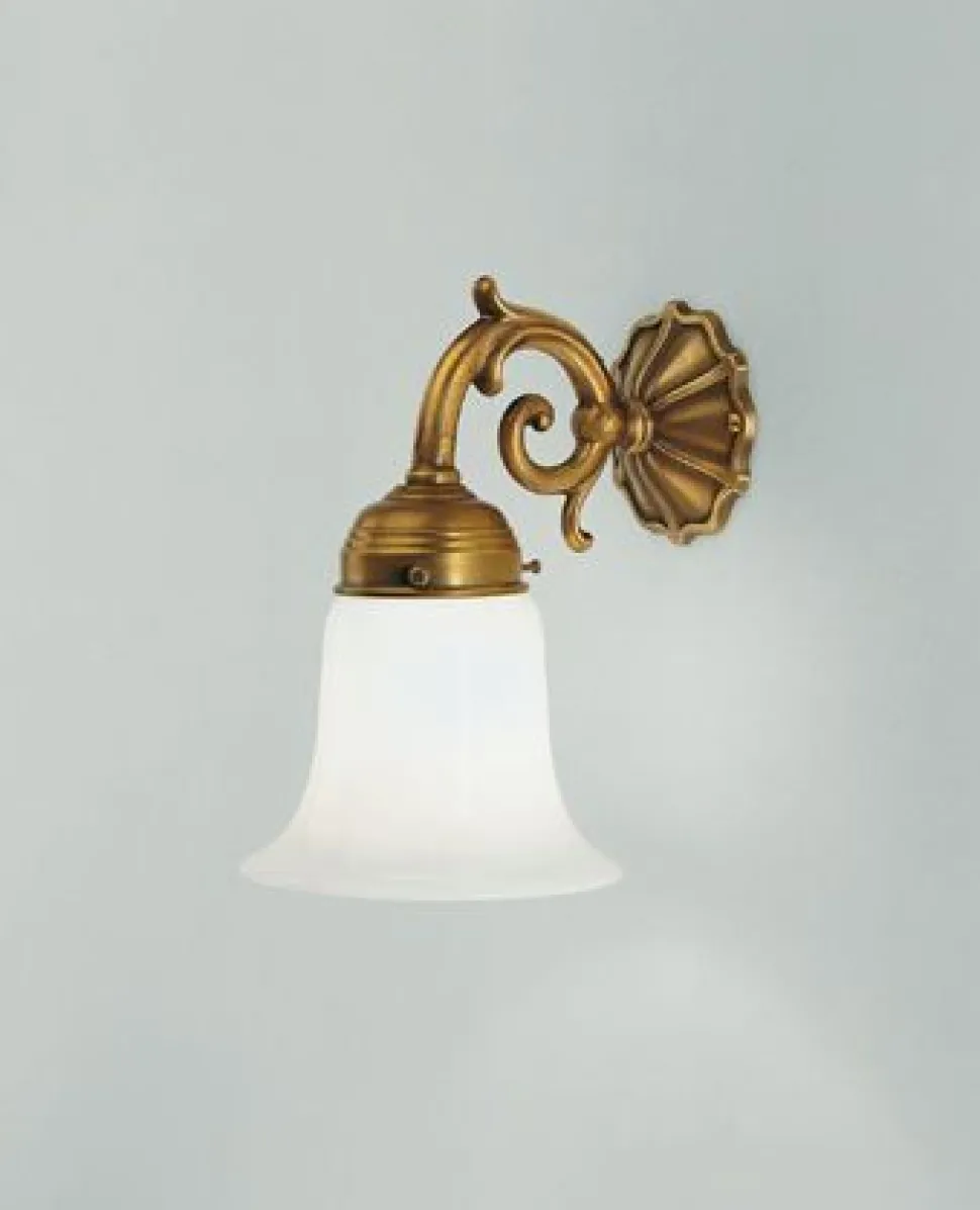 Wandleuchte Messing Glas blendarm Ornamente E27 T:19 cm