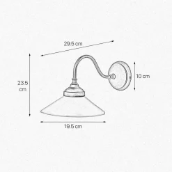 Wandleuchte Messing Glas H: 23,5 cm Rustikal schwenkbar E14