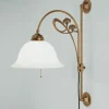Wandleuchte Messing Glas Schalter E27 mit Kabel Stecker