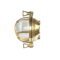 Wandleuchte Messing Riffelglas IP64 oval Maritim