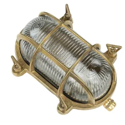 Wandleuchte Messing Riffelglas IP64 oval Maritim