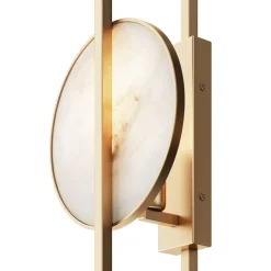 Wandleuchte Metall 48 cm hoch in Gold Weiß (Stein) E14