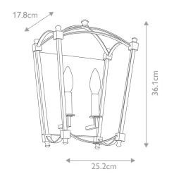 Wandleuchte Metall E14 36,1 cm hoch in Antikgold ZENOR
