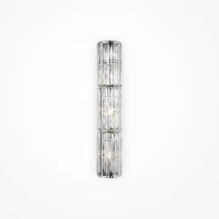 Wandleuchte Metall Glas E14 H: 75,2 cm Chrom 3-flammig