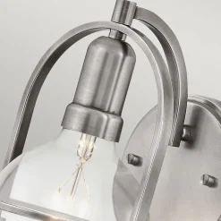 Wandleuchte Metall Glas H: 23,3 cm Nickel gebürstet E27