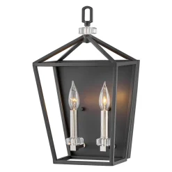 Wandleuchte Metall H: 43,1 cm Schwarz Nickel poliert