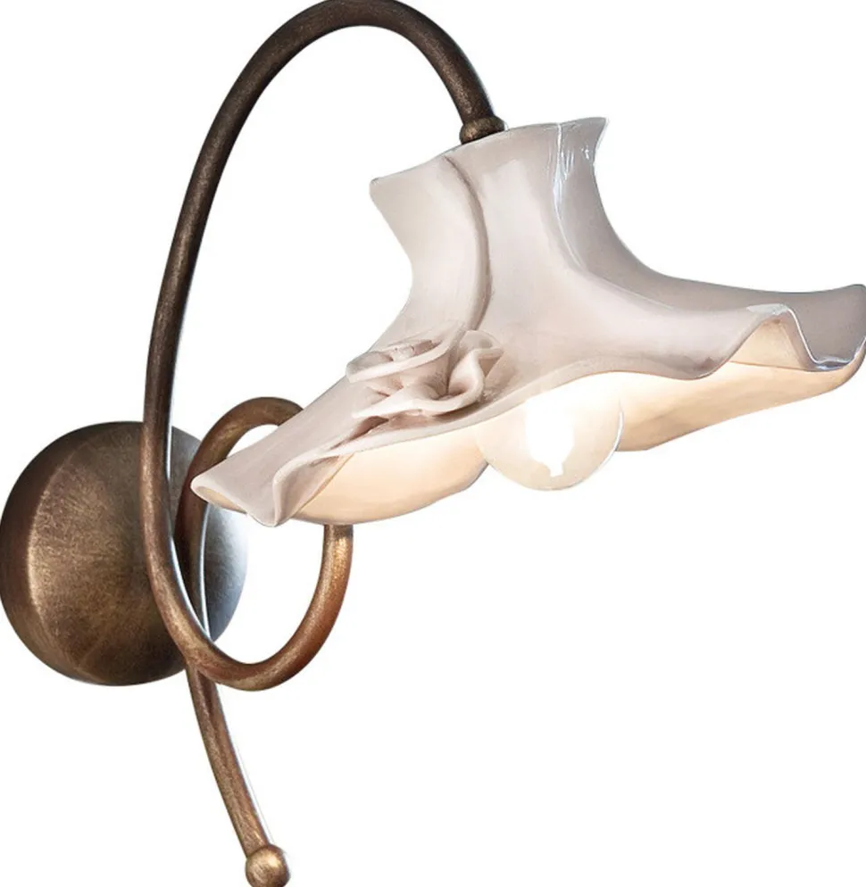 Wandleuchte Metall Keramik E14 30 cm hoch Landhaus Stil