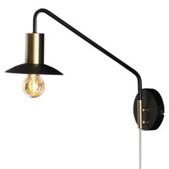 Wandleuchte mit Kabel Metall E27 Schwenkarm 35 cm hoch