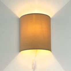 Wandleuchte mit Kabel Schalter Kaffeebraun Stoff ALICE