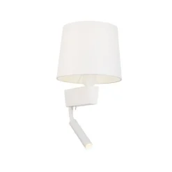 Wandleuchte mit Leselampe Schalter Weiß Stoffschirm