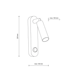 Wandleuchte mit Schalter H: 22 cm schwenkbar Weiß Metall G9