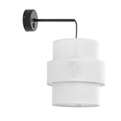 Wandleuchte mit Schalter Stoff Metall Weiß Schwarz E27 GREET