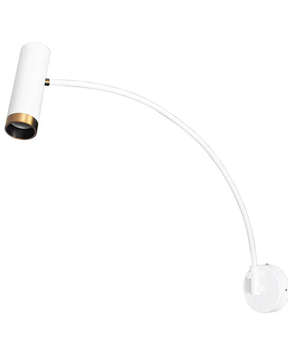 Wandleuchte mit Schalter Weiß Metall Schwenkarm GU10