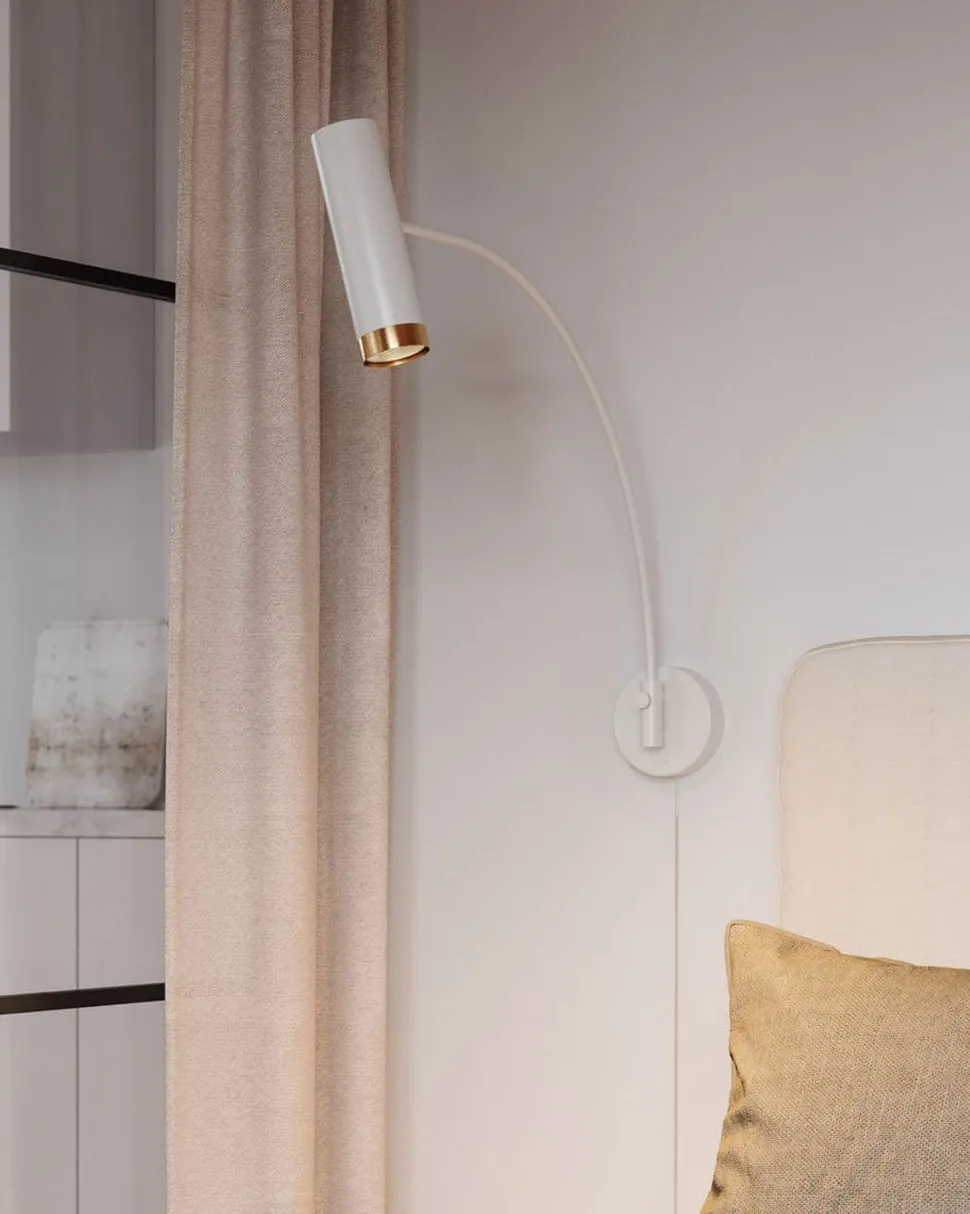 Wandleuchte mit Schalter Weiß Metall Schwenkarm GU10