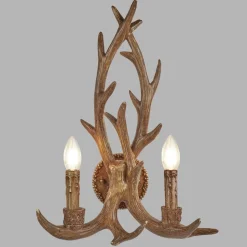 Wandleuchte Rustikal aus Resin künstliches Geweih B: 36 cm
