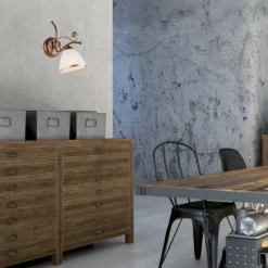 Wandleuchte Schirm Shabby Braun antik Metall