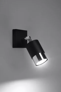 Wandleuchte Schwarz Chrom klein Metall GU10 zum Lesen