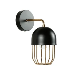 Wandleuchte Schwarz Gold E14 Metall Loft Design QUINN