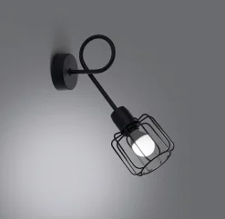 Wandleuchte Schwarz Metall Retro E14 Käfigschirm TISTA