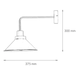 Wandleuchte Schwarz Metall T:41cm E27 Industrial