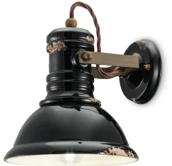 Wandleuchte Schwarz Shabby B: 25 cm Keramik E27 verstellbar