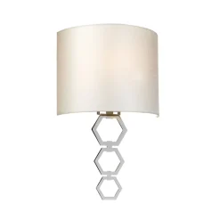 Wandleuchte Stoff Metall in Creme Chrom Modern TADES